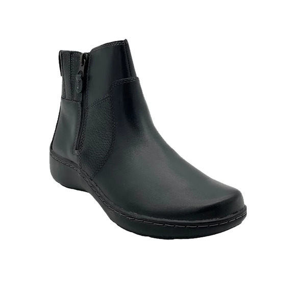 Clarks Shoes - Clarks Collection Leather Ankle Boots Cora Grace Black - Medium